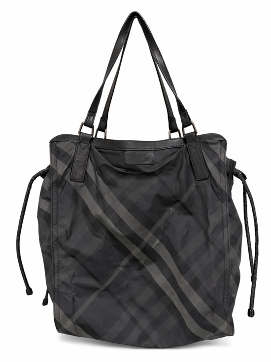 Burberry Handbags - Burberry Black Nova Check Nylon Tote Bag Leather Trim Shoulder Bag Large